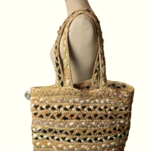 Magid BOHO Woven Jute and Cotton/ Shoulder Tote NWOT - Picture 10 of 15